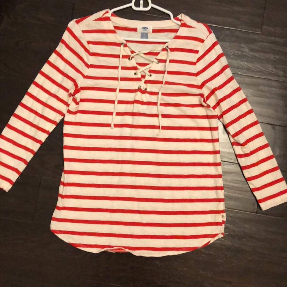 Old Navy lace-up striped long-sleeve